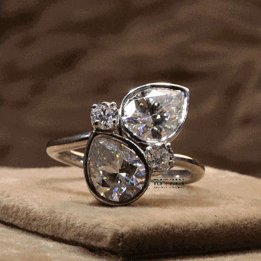 Pear And Round Cut Diamond Unique Style Engagement Ring For Women 