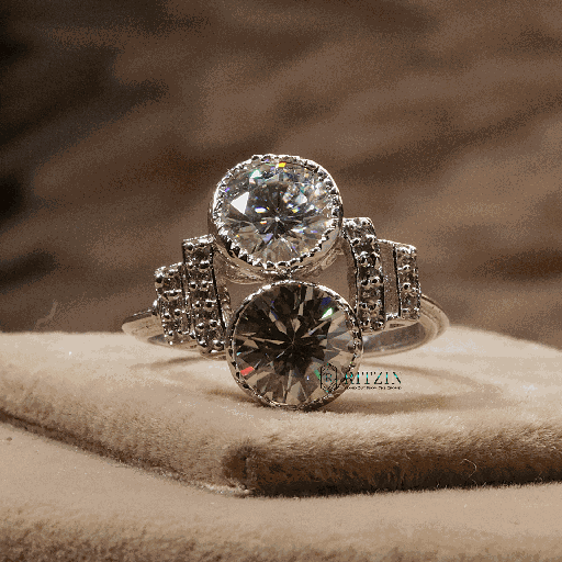 Round Cut Diamond Unique Style Engagement Ring For Women