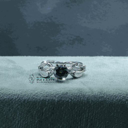 Green Round Cut Diamond Twisted Style Engagement Ring For Women 