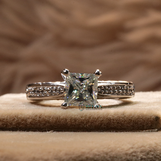 Princess And Round Cut Solitaire With Accent Engagement Ring For Women