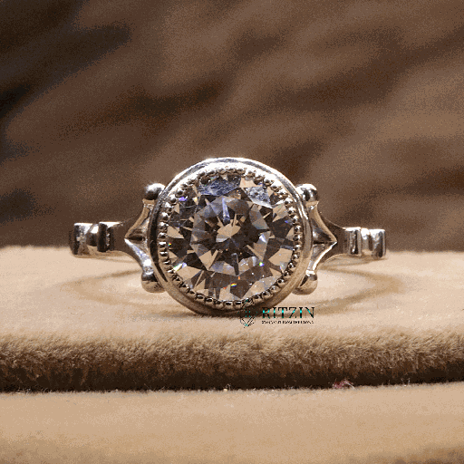 Round Cut Diamond Solitaire Style Engagement Ring For Women 