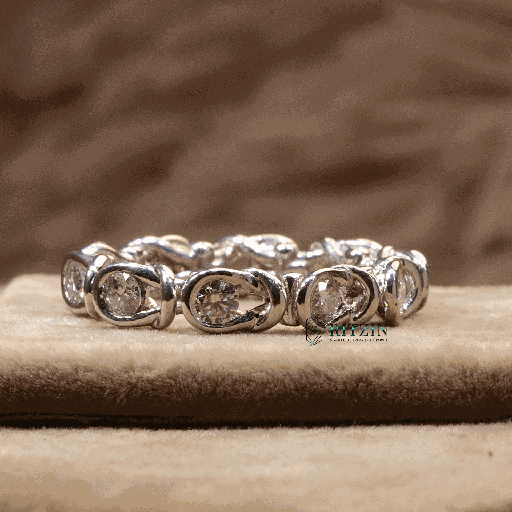 Round Cut Diamond Full Heavy Eternity Wedding Band For Women 