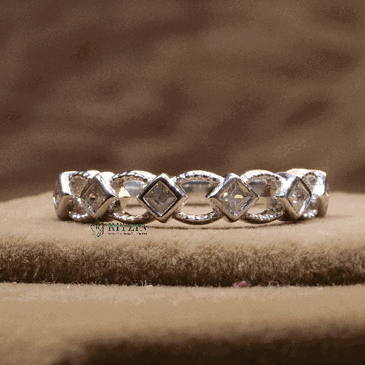 Princess Cut Diamond Half Eternity Wedding Band For Women