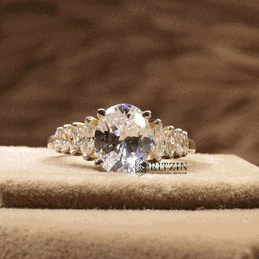 Oval And Marquise Cut Diamond Solitaire With Accent Engagement Ring For Women 
