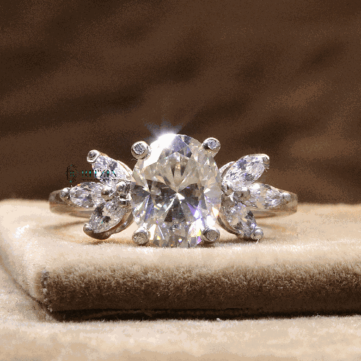 Oval And Marquise Cut Diamond 7 Stone Style  Engagement Ring For Women