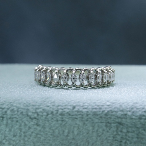 Marquise Cut Diamond Half Eternity Wedding Band For Women