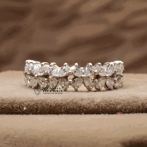 Pear Cut Diamond Half eternity Wedding band For Women