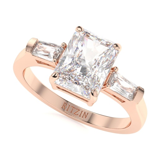 Radiant Diamond Three Stone Engagement Ring for Women