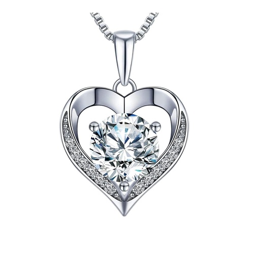 Round Cut Diamond Heart Shape Pendant For Women