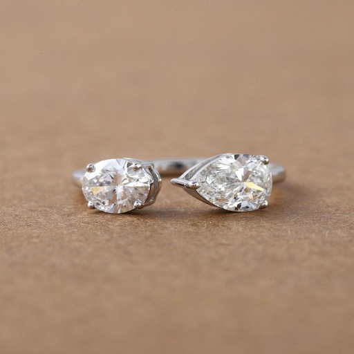 Oval And Pear Cut 2 tone Unique Birthday Gift Ring for Women