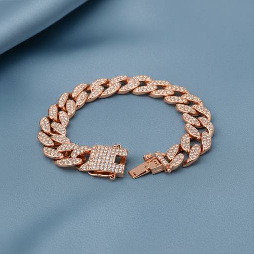 Cuban Link Chain Iced Out 18k Gold Plated Simulated Diamond Pave | Bracelet Gold Tone Hip Hop Bling