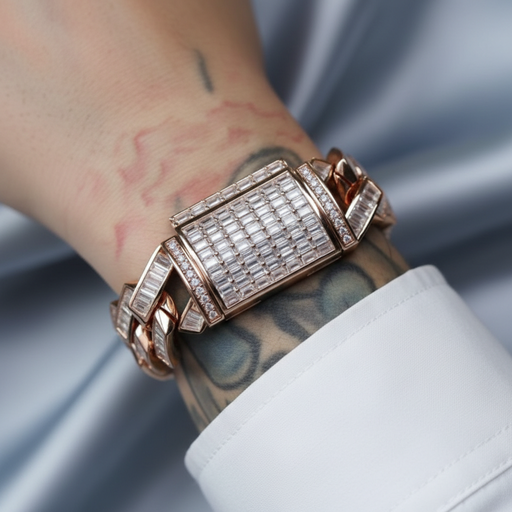 Iced Out Cuban Link Bracelet /Baguette Cut Diamond Men Bracelet / 925 Sterling Silver /Hip Hop Miami Necklace For Men