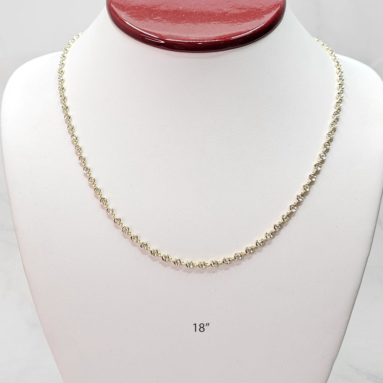 4.00MM Round Cut Diamond Bezel Setting Tennis Chain For Women 
