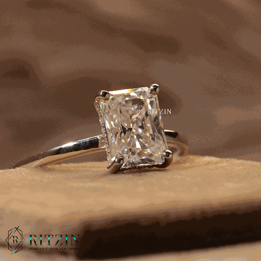 Radiant Cut Diamond Hidden Halo Style Engagement Ring For Women