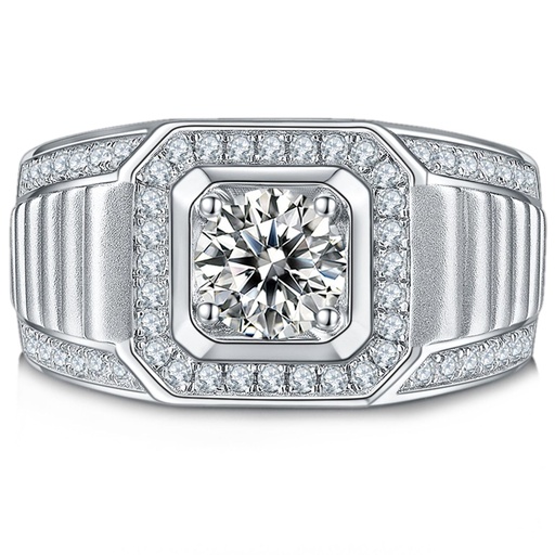  Round Cut Solitaire with Accents Ring For Men