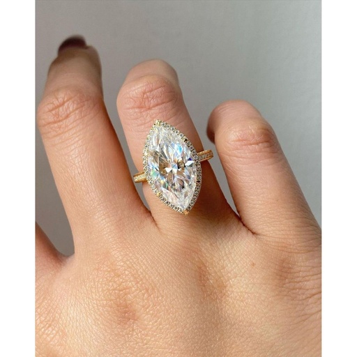 Halo VVS-VS Clarity Marquise Cut LGD In 10K Gold Ring For Engagement