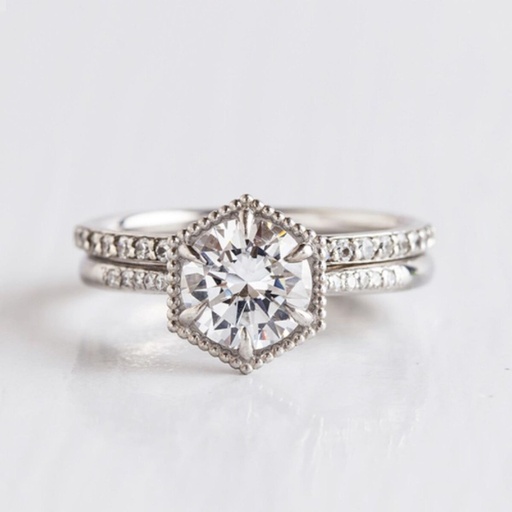 Solitaire With Accents VVS-VS Clarity Round Cut LGD In 10K Gold Ring For Engagement