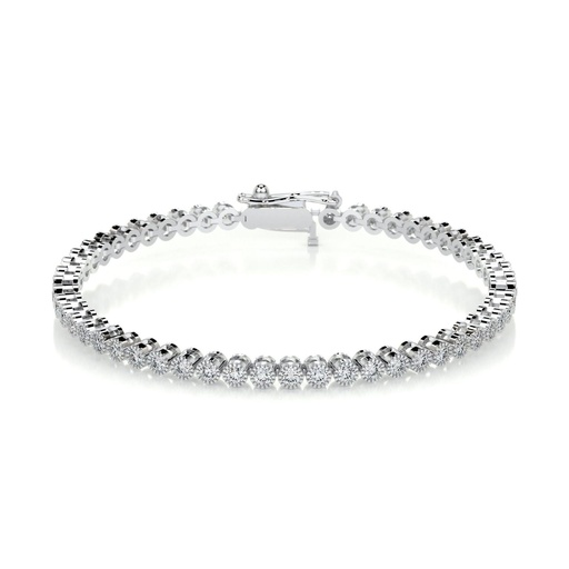Round Diamond Tennis Bracelet -14K White Gold