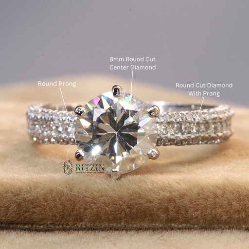 2 CT Round Cut Moissanite Diamond Vintage Solitaire With Accents Style Ring For Women