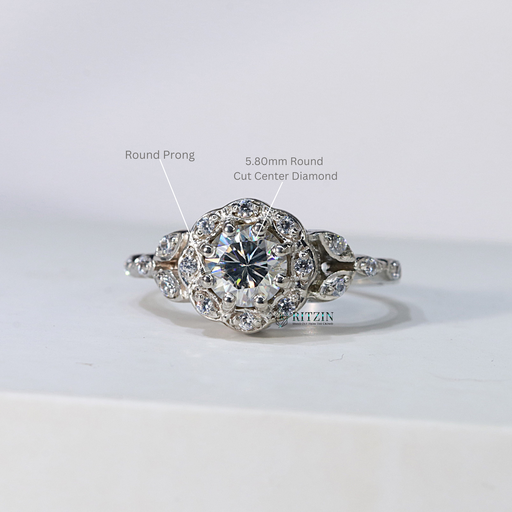 6MM Round Cut Moissanite Diamond Halo Style Ring For Her [3 Rings Available]