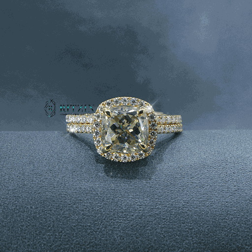 3.50 CT Cushion And Round Cut Diamond Halo With Accent Claw Prong Bridal Set Engagement Ring For Women