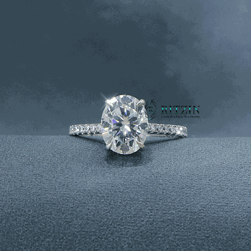 2.25 CT Oval And Round Cut Diamond Hidden Halo With Accent Style Prong Set Engagement Ring For her 