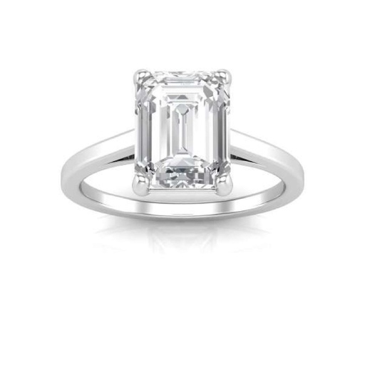Solitaire Emerald Cut White Moissanite In 925 Sterling Silver Ring For Women's Engagement