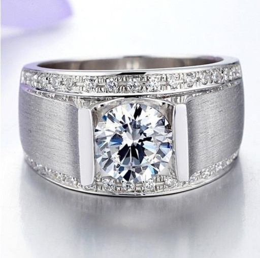 White Gold Round Diamond Ring For Men