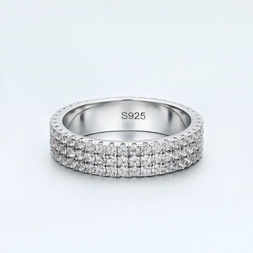 Round Diamond 3 Row Full Eternity Band For Women