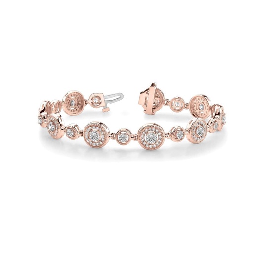 Round Cut Diamond Halo Style Tara Vintage Bracelet For Women