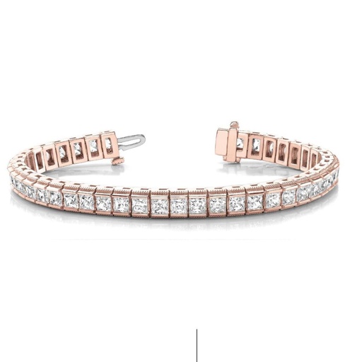 Princess Cut Diamond Daisy In Line Bar Set Tennis Bracelet For Men