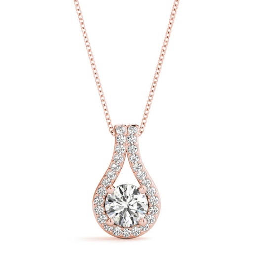 6.00MM Round Cut Diamond Zinnia Tear-shaped  Halo Pendant For Women Excellent Style