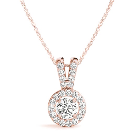 5.00MM Round Cut Diamond Sienna Halo Pendant For Women