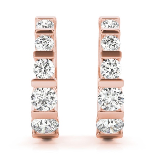 Round Cut Diamond Bar Set Hoop Earring For Women