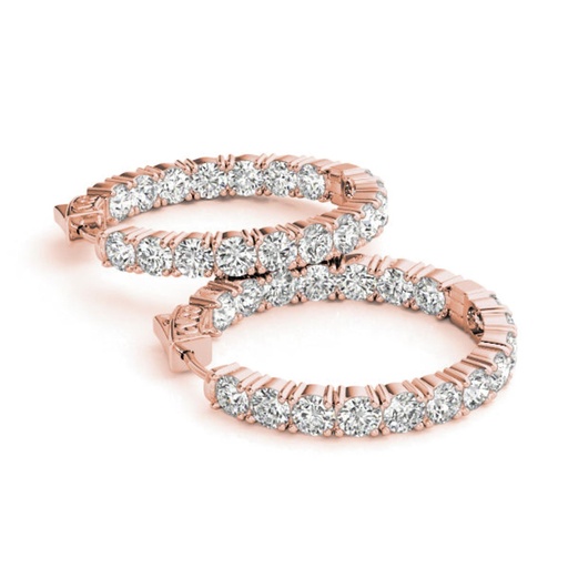 Round Cut Diamond Snap Closure Hoop Earring For Women