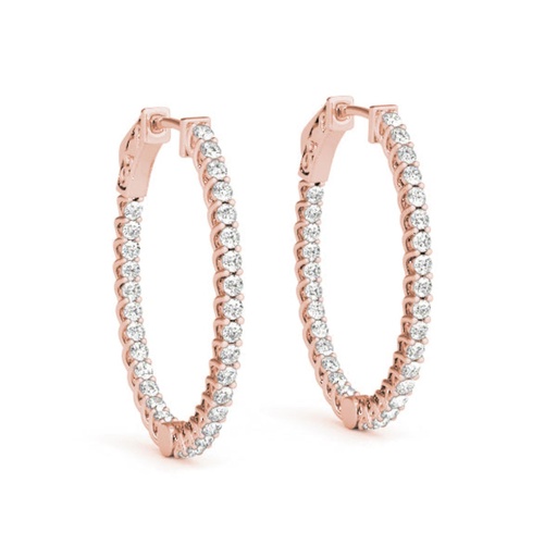 Round Cut Diamond Snap Closure Hoop Earring For Women