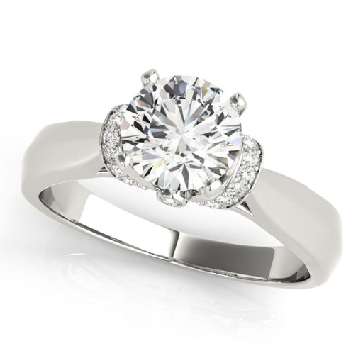 Round Cut Diamond Hidden Halo Style Engagement Ring For Women