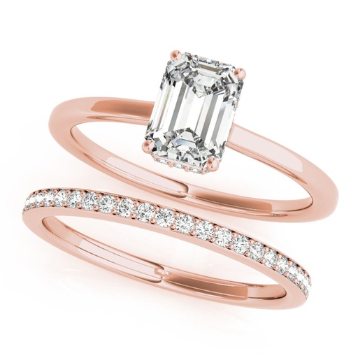 Emerald And Round Cut Diamond Bridal Set Engagement Ring For Women