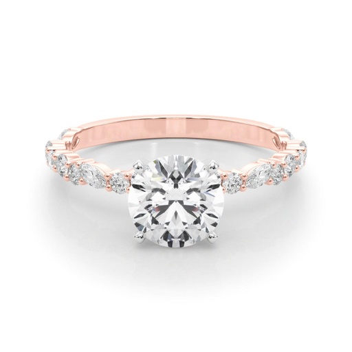 Round And Marquise Cut Diamond Solitaire With Accent Engagement Ring For Women