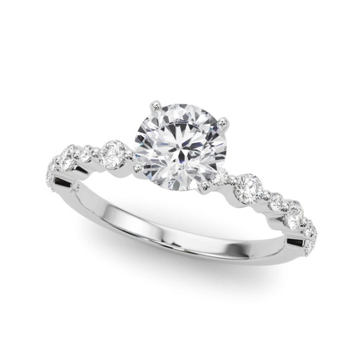 Round Cut Diamond Solitaire With Accent Engagement Ring For Women
