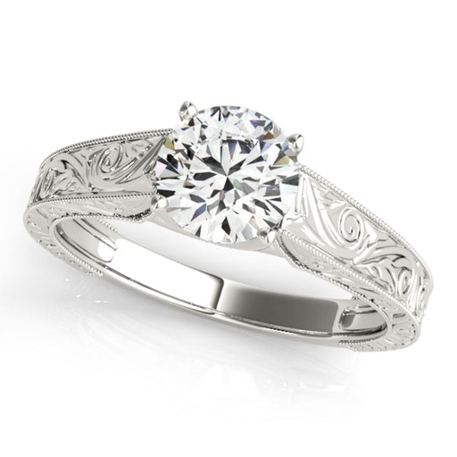Round Cut Diamond Solitaire With Vintage Style Engagement Ring For Women
