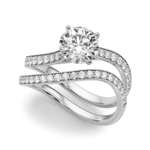 Round Cut Diamond Solitaire With Accent Bridal Set Engagement Ring For Women