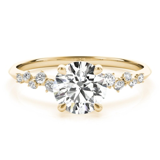 Round Cut Diamond Solitaire With Accent Style Engagement Ring For Women