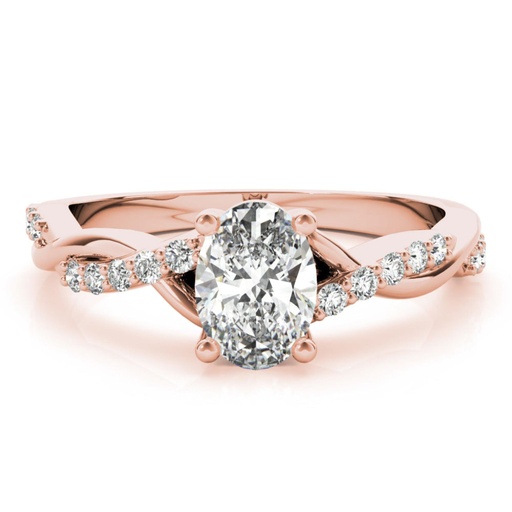 Oval And Round Cut Diamond Solitaire With Accent Style Twisted Engagement Ring For Women