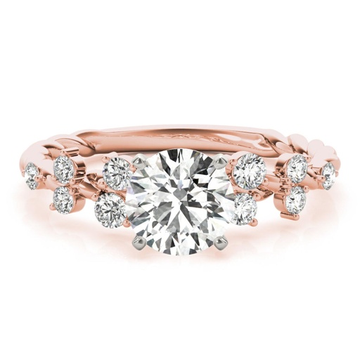 Round Cut Diamond Solitaire With Accent Twisted Engagement Ring For Women