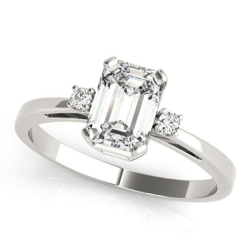 Emerald Cut Diamond Three Stone Style Engagement Ring for Her/Women