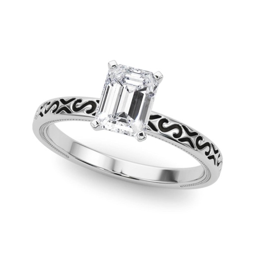 Emerald Cut Diamond Solitaire Style Engagement Ring for Her/Women