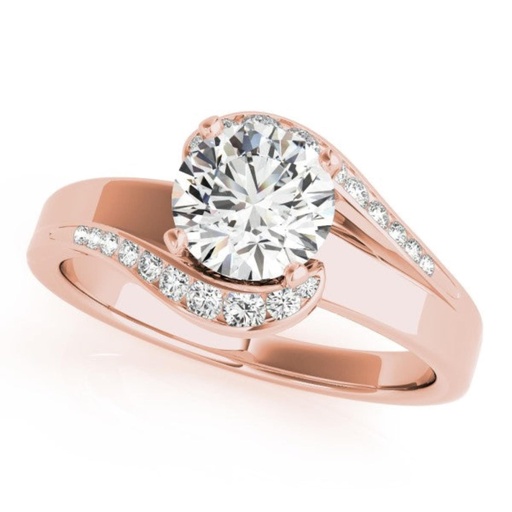 Round Cut Diamond Twisted With Bypass Style Engagement Ring for Her/Women