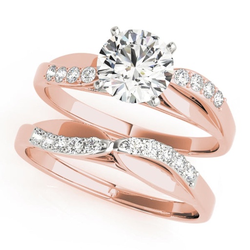 Round Cut Diamond Solitaire With Accents Bridal Set Wedding Ring For Her/Women