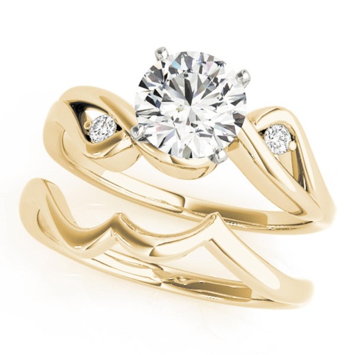 Round Cut Diamond Three Stone Style Unique Style Bridal Set Wedding Ring For Her/Women
